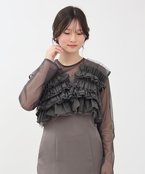 TRUDEA（トルディア）の「タフタ/チュールトップス×キャミワンピースドレス(３点セット)（ドレス・レディース・ベージュ/ブラウン/チャコールグレー・MEDIUM/LARGE）」の17枚目の写真