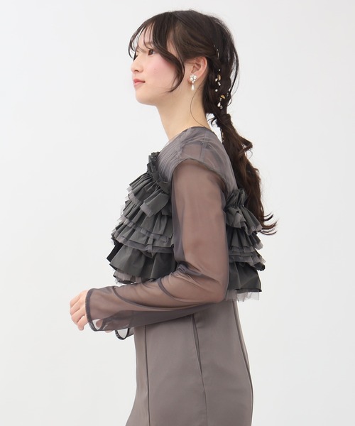 TRUDEA（トルディア）の「タフタ/チュールトップス×キャミワンピースドレス(３点セット)（ドレス・レディース・ベージュ/ブラウン/チャコールグレー・MEDIUM/LARGE）」の18枚目の写真