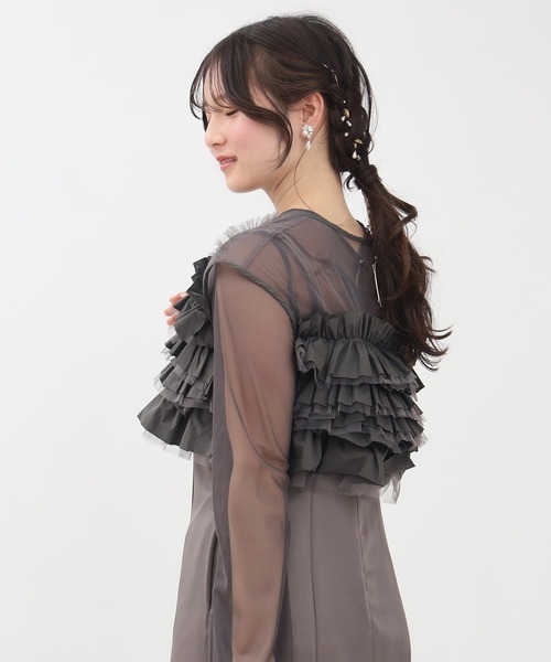 TRUDEA（トルディア）の「タフタ/チュールトップス×キャミワンピースドレス(３点セット)（ドレス・レディース・ベージュ/ブラウン/チャコールグレー・MEDIUM/LARGE）」の19枚目の写真