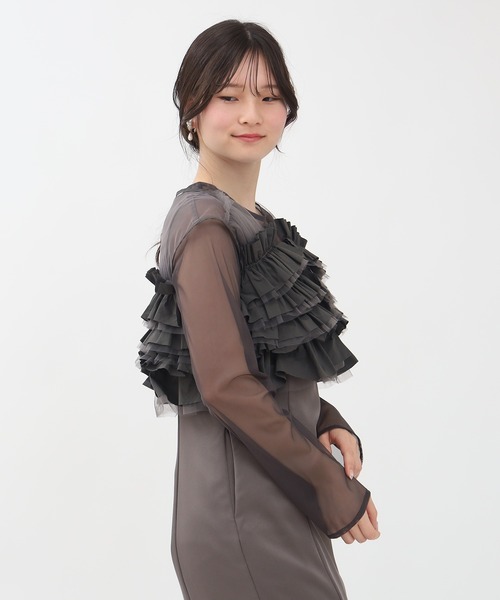 TRUDEA（トルディア）の「タフタ/チュールトップス×キャミワンピースドレス(３点セット)（ドレス・レディース・ベージュ/ブラウン/チャコールグレー・MEDIUM/LARGE）」の20枚目の写真