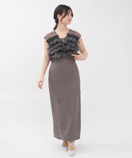 TRUDEA（トルディア）の「タフタ/チュールトップス×キャミワンピースドレス(３点セット)（ドレス・レディース・ベージュ/ブラウン/チャコールグレー・MEDIUM/LARGE）」の21枚目の写真