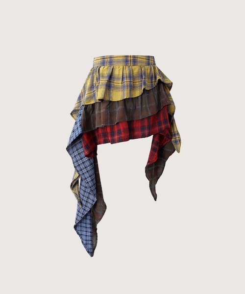 Asymmetry Check Mix Skirt