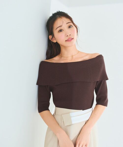 COHINA(コヒナ)の「オフショルハーフスリーブニット 【低身長・小柄女性】(ニット/セーター・レディース・ホワイト/グレー/ブラウン・ONE SIZE)」の15枚目の写真