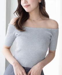 clear | オフショル半袖ニットトップス [着回し力抜群 ８色展開 カラバリ豊富 カジュアル]≪SS新作≫(ニット/セーター)