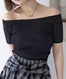 clear | オフショル半袖ニットトップス [着回し力抜群 ８色展開 カラバリ豊富 カジュアル]≪SS新作≫(ニット/セーター)