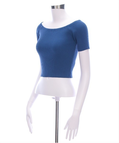 clear（クリア）の「オフショル半袖ニットトップス [着回し力抜群 ８色展開 カラバリ豊富 カジュアル]≪SS新作≫（ニット/セーター・レディース・レッド/ピンク/サックスブルー/ネイビー/ライトグレー/チャコールグレー/ブラック・F）」の18枚目の写真