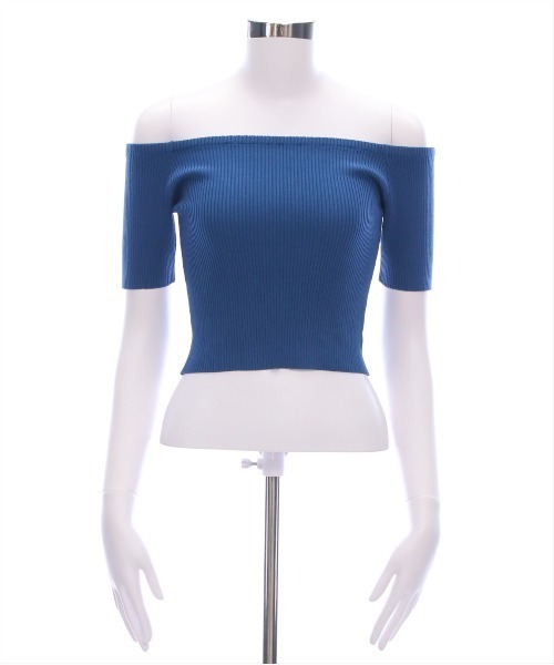 clear（クリア）の「オフショル半袖ニットトップス [着回し力抜群 ８色展開 カラバリ豊富 カジュアル]≪SS新作≫（ニット/セーター・レディース・レッド/ピンク/サックスブルー/ネイビー/ライトグレー/チャコールグレー/ブラック・F）」の22枚目の写真