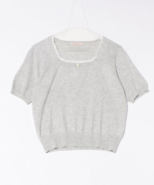 BANICO（バニコ）の「スクエアネックパール付き半袖ニットトップス (SS)（ニット/セーター・レディース・ライトベージュ/グレー/ブルー/ネイビー・FREE）」の15枚目の写真