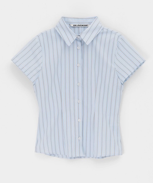 ブラウス シャツ 「MADE」 ベイドストライプ半袖シャツ レディース MADE] ベイドストライプ半袖シャツ（シャツ/ブラウス）｜BLACKUP