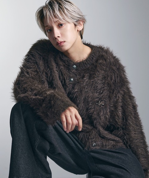 MSG（エムエスジー）の「ワンポイントフェザーカーディガン【UNISEX】（カーディガン/ボレロ・メンズ・グレー/ブラウン/ブラック/ベージュ/ブルー/グリーン・S/M/L/XL）」の3枚目の写真