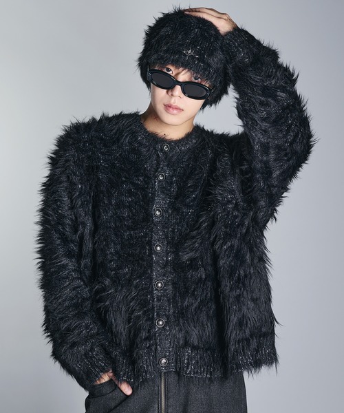 セール】ワンポイントフェザーカーディガン【UNISEX】（カーディガン