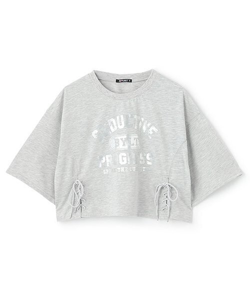 by LOVEiT（バイラビット）の「ドロストワイドTシャツ（Tシャツ/カットソー・キッズ・グレー系/オフホワイト/ピンク・150cm/160cm/120cm/140cm/130cm）」の3枚目の写真