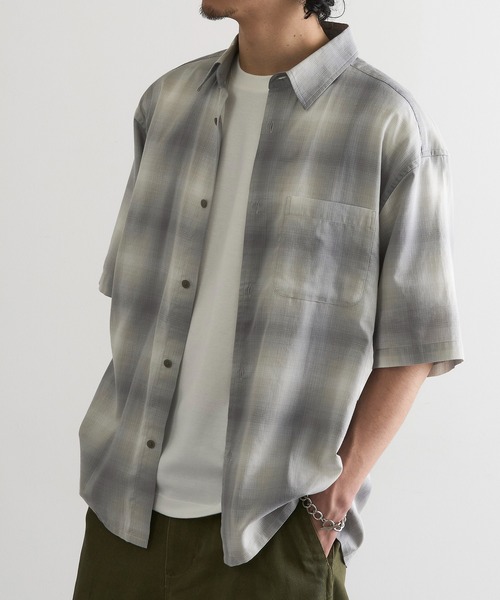 MAGASIN DE MODE Brew(マガジンデモードブリュー)の「【MAGASIN DE MODE Brew】シャツ+Tシャツ 2点セット オンブレチェック半袖アンサンブルシャツ / MNY(Tシャツ/カットソー・メンズ・ホワイト系1/ブラック系1/グレー系1・M/L/2L)」の8枚目の写真