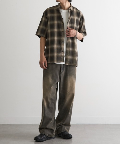 MAGASIN DE MODE Brew(マガジンデモードブリュー)の「【MAGASIN DE MODE Brew】シャツ+Tシャツ 2点セット オンブレチェック半袖アンサンブルシャツ / MNY(Tシャツ/カットソー・メンズ・ホワイト系1/ブラック系1/グレー系1・M/L/2L)」の21枚目の写真