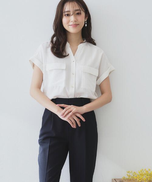 index(インデックス)の「ダブルポケットスキッパーブラウス【洗濯機洗い可/イージーアイロン】(シャツ/ブラウス・レディース・ブラウン系その他/ナチュラル/カーキ/アイボリー/ネイビー・38/42/40/36)」の12枚目の写真