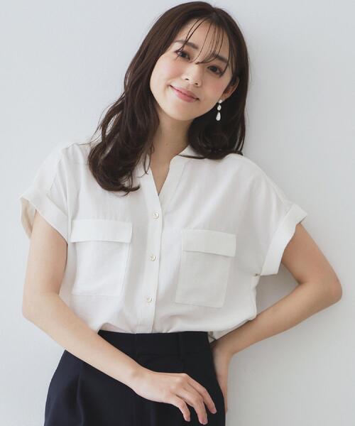 index(インデックス)の「ダブルポケットスキッパーブラウス【洗濯機洗い可/イージーアイロン】(シャツ/ブラウス・レディース・ブラウン系その他/ナチュラル/カーキ/アイボリー/ネイビー・38/42/40/36)」の13枚目の写真