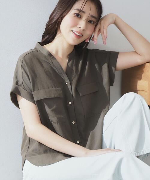 index(インデックス)の「ダブルポケットスキッパーブラウス【洗濯機洗い可/イージーアイロン】(シャツ/ブラウス・レディース・ブラウン系その他/ナチュラル/カーキ/アイボリー/ネイビー・38/42/40/36)」の21枚目の写真
