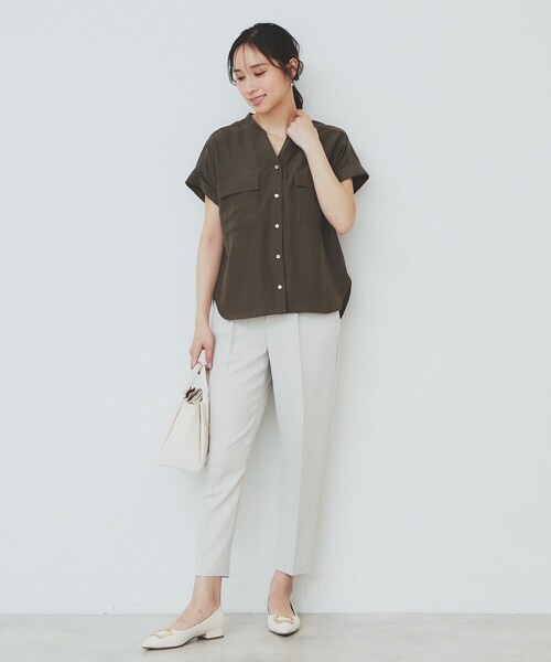 極美品✨定価１.５万❤️　ベージュ　洗濯機可　リンクル スキッパー ブラウス 極美品✨定価1.5万❤️ ベージュ 洗濯機可 リンクル