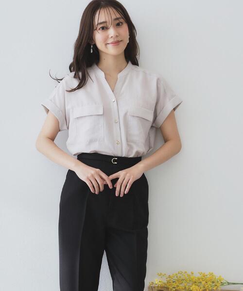 index(インデックス)の「ダブルポケットスキッパーブラウス【洗濯機洗い可/イージーアイロン】(シャツ/ブラウス・レディース・ブラウン系その他/ナチュラル/カーキ/アイボリー/ネイビー・38/42/40/36)」の3枚目の写真