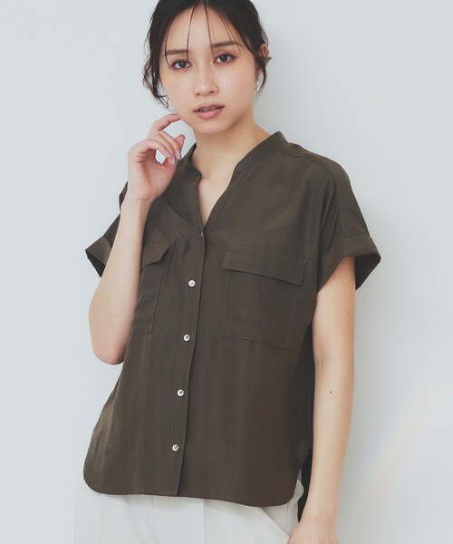 index(インデックス)の「ダブルポケットスキッパーブラウス【洗濯機洗い可/イージーアイロン】(シャツ/ブラウス・レディース・ブラウン系その他/ナチュラル/カーキ/アイボリー/ネイビー・38/42/40/36)」の7枚目の写真