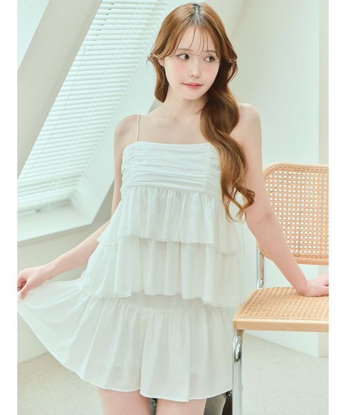 Stylevoice for xxx(スタイルヴォイスフォー)の「<木村りかこさんコラボ>ティアードフリルスカショーパン(スカート・レディース・ブラック/ライトブルー/ホワイト・FREE)」の20枚目の写真