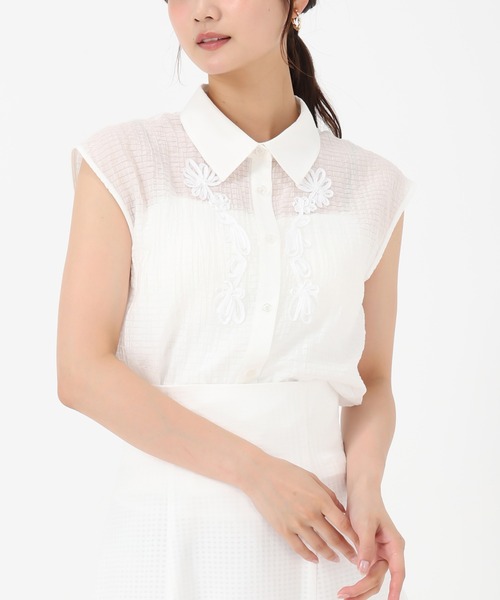 MISCH MASCH(ミッシュマッシュ)の「コード刺繍シャツブラウス(シャツ/ブラウス・レディース・ブラック/イエロー/ホワイト・フリ-)」の1枚目の写真