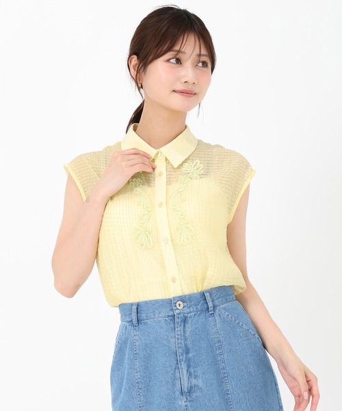 MISCH MASCH(ミッシュマッシュ)の「コード刺繍シャツブラウス(シャツ/ブラウス・レディース・ブラック/イエロー/ホワイト・フリ-)」の11枚目の写真