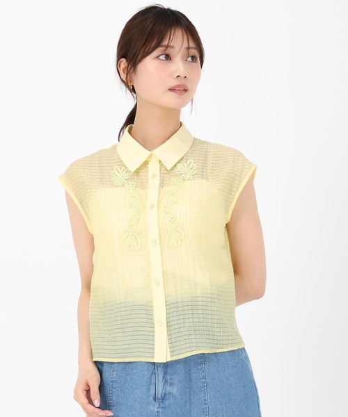 MISCH MASCH(ミッシュマッシュ)の「コード刺繍シャツブラウス(シャツ/ブラウス・レディース・ブラック/イエロー/ホワイト・フリ-)」の18枚目の写真