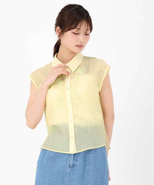MISCH MASCH(ミッシュマッシュ)の「コード刺繍シャツブラウス(シャツ/ブラウス・レディース・ブラック/イエロー/ホワイト・フリ-)」の16枚目の写真
