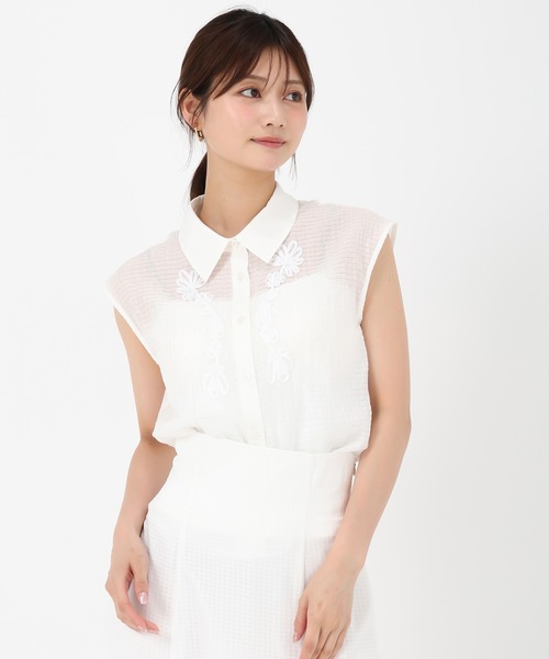 MISCH MASCH(ミッシュマッシュ)の「コード刺繍シャツブラウス(シャツ/ブラウス・レディース・ブラック/イエロー/ホワイト・フリ-)」の9枚目の写真