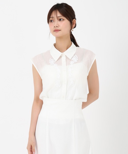 MISCH MASCH(ミッシュマッシュ)の「コード刺繍シャツブラウス(シャツ/ブラウス・レディース・ブラック/イエロー/ホワイト・フリ-)」の8枚目の写真