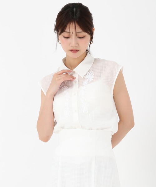MISCH MASCH(ミッシュマッシュ)の「コード刺繍シャツブラウス(シャツ/ブラウス・レディース・ブラック/イエロー/ホワイト・フリ-)」の6枚目の写真