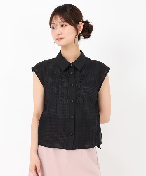 MISCH MASCH(ミッシュマッシュ)の「コード刺繍シャツブラウス(シャツ/ブラウス・レディース・ブラック/イエロー/ホワイト・フリ-)」の4枚目の写真
