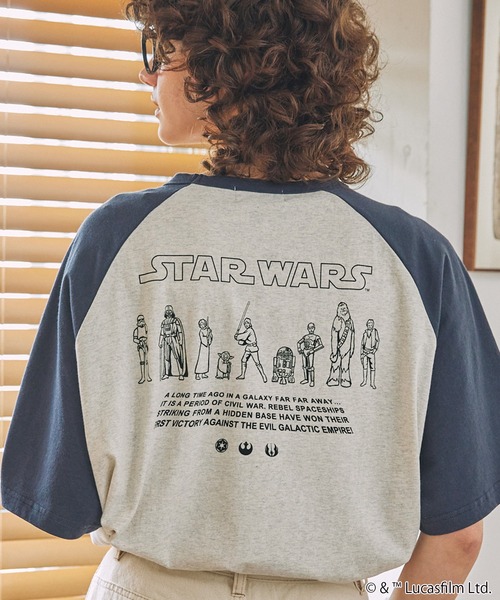 STAR WARS（スターウォーズ）の「STAR WARS / スター・ウォーズ / 別注 アソート グラフィックプリント 半袖Tシャツ（Tシャツ/カットソー・レディース・ネイビー/ブラック系/スミクロ・FREE）」の19枚目の写真