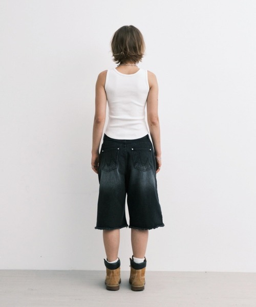 Midnight Move（ミッドナイトムーブ）の「Midnight Move／7VT ショートパンツ（デニムパンツ・レディース・ブルー/ブラック・SMALL）」の6枚目の写真