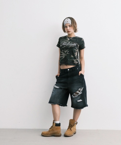 Midnight Move（ミッドナイトムーブ）の「Midnight Move／7VT ショートパンツ（デニムパンツ・レディース・ブルー/ブラック・SMALL）」の7枚目の写真