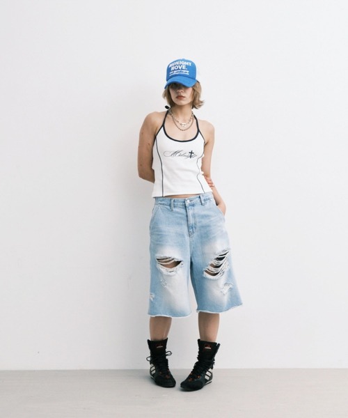 Midnight Move（ミッドナイトムーブ）の「Midnight Move／7VT ショートパンツ（デニムパンツ・レディース・ブルー/ブラック・SMALL）」の11枚目の写真