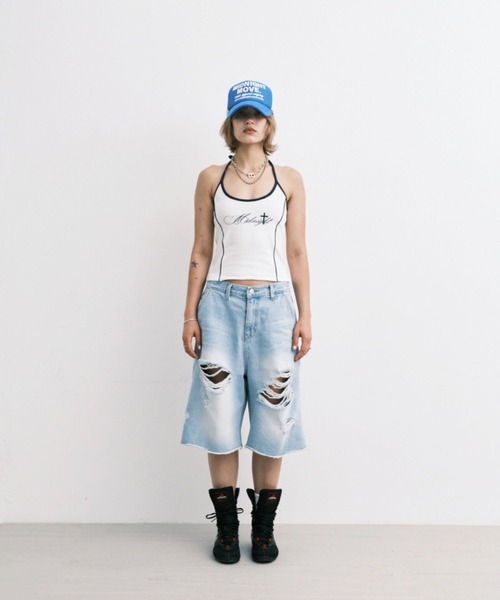 Midnight Move（ミッドナイトムーブ）の「Midnight Move／7VT ショートパンツ（デニムパンツ・レディース・ブルー/ブラック・SMALL）」の12枚目の写真