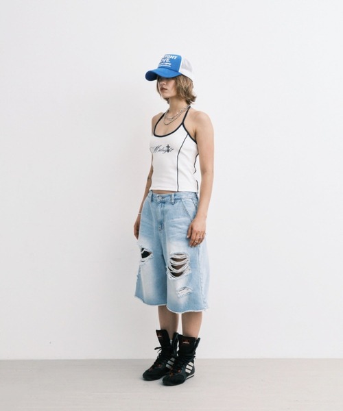 Midnight Move（ミッドナイトムーブ）の「Midnight Move／7VT ショートパンツ（デニムパンツ・レディース・ブルー/ブラック・SMALL）」の13枚目の写真