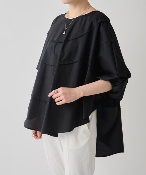 LIVETART（リヴェタート）の「シェルポンチョブラウス（シャツ/ブラウス・レディース・ブラック/ホワイト・FREE）」の17枚目の写真