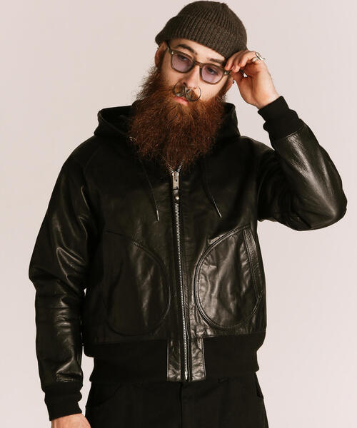 Schott/ショット/LEATHER HOODED JACKET/レザー フード