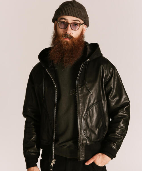 Schott/ショット/LEATHER HOODED JACKET/レザー フード