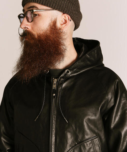 Schott/ショット/LEATHER HOODED JACKET/レザー フード