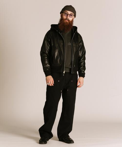 Schott(ショット)の「Schott/ショット/LEATHER HOODED JACKET/レザー フードジャケット/レザーパーカー(ライダースジャケット・メンズ・ブラック・M/L/XL/2XL)」の12枚目の写真