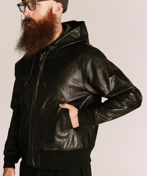 Schott(ショット)の「Schott/ショット/LEATHER HOODED JACKET/レザー フードジャケット/レザーパーカー(ライダースジャケット・メンズ・ブラック・M/L/XL/2XL)」の16枚目の写真