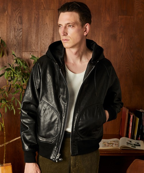 Schott パーカージャケット Mサイズ Schott/ショット/LEATHER HOODED JACKET/レザー フード
