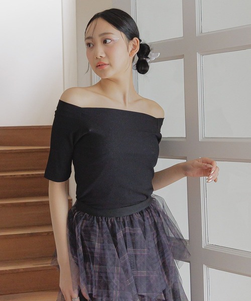 3.3 Field Trip (3.3フィールドトリップ)の「3.3 Field Trip/ベーシックオフショルTOP(Tシャツ/カットソー・レディース・ピンク/ネイビー/ブラック・FREE)」の8枚目の写真