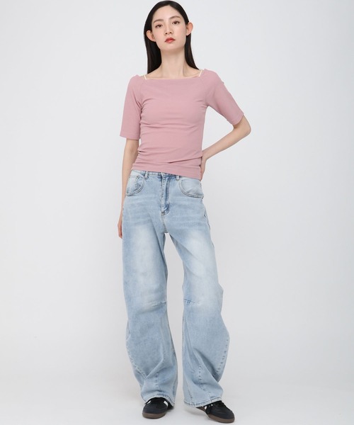 3.3 Field Trip (3.3フィールドトリップ)の「3.3 Field Trip/ベーシックオフショルTOP(Tシャツ/カットソー・レディース・ピンク/ネイビー/ブラック・FREE)」の21枚目の写真