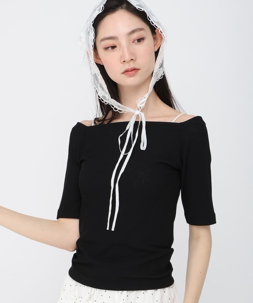 3.3 Field Trip (3.3フィールドトリップ)の「3.3 Field Trip/ベーシックオフショルTOP(Tシャツ/カットソー・レディース・ピンク/ネイビー/ブラック・FREE)」の19枚目の写真
