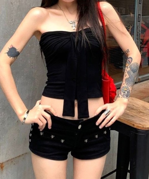 SPIGA（スピーガ）の「前ﾘﾎﾞﾝﾁｭｰﾌﾞﾄｯﾌﾟｽ（Tシャツ/カットソー・レディース・レッド/ブラック/グレー・SMALL/MEDIUM/LARGE/X-LARGE）」の5枚目の写真